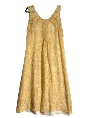 Vtg CALVIN KLEIN Women Sheer Silk Dress Pullover Chiffon Sz M Orange 47-12